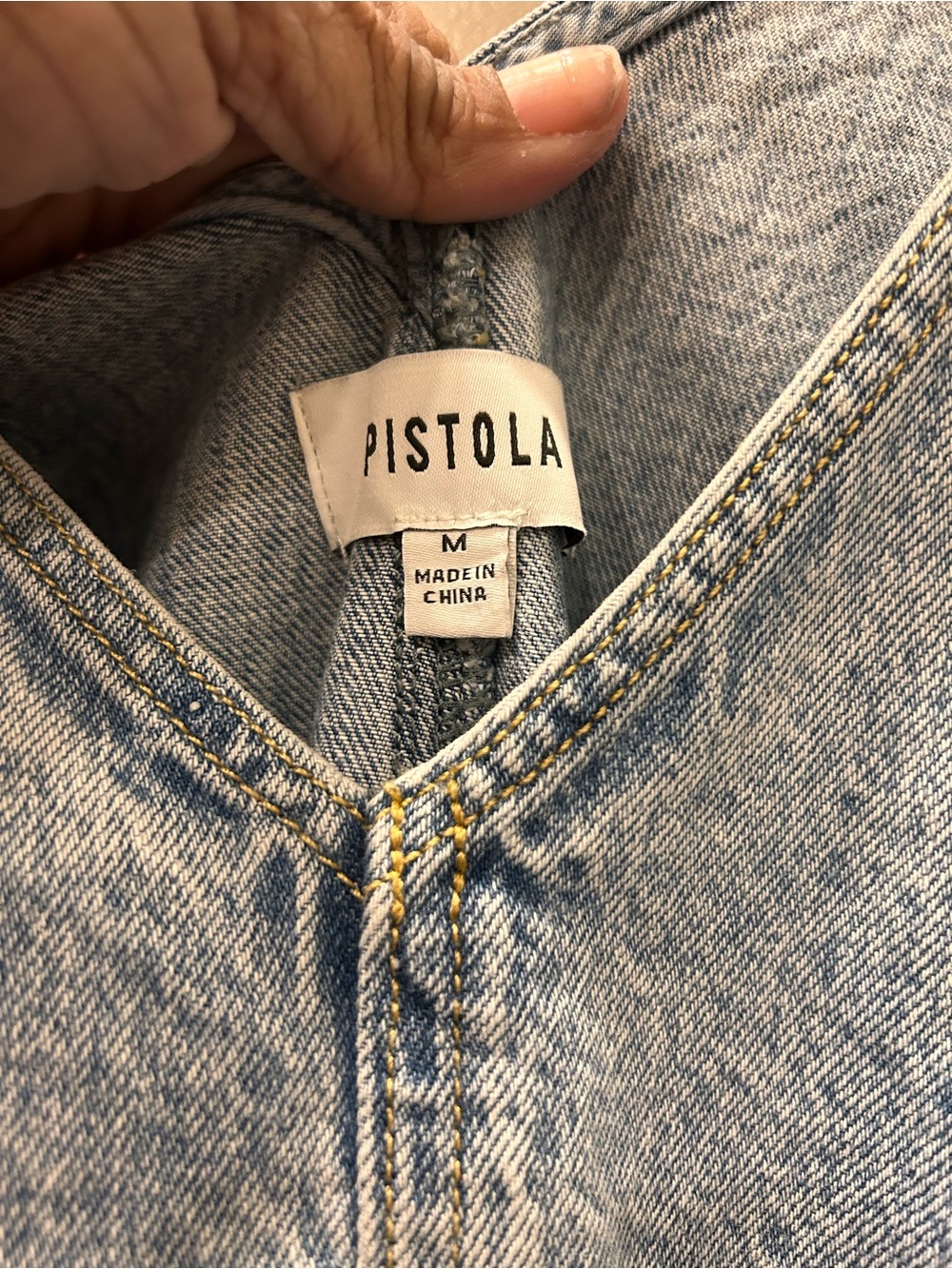 Pistola Light Wash Denim Flare leg Jumpsuit